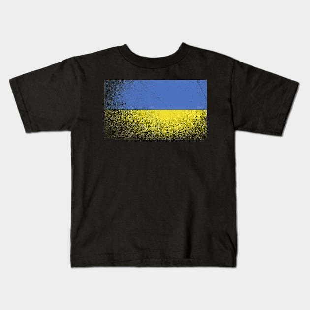 Vintage Distressed Ukraine Flag Kids T-Shirt by BramCrye